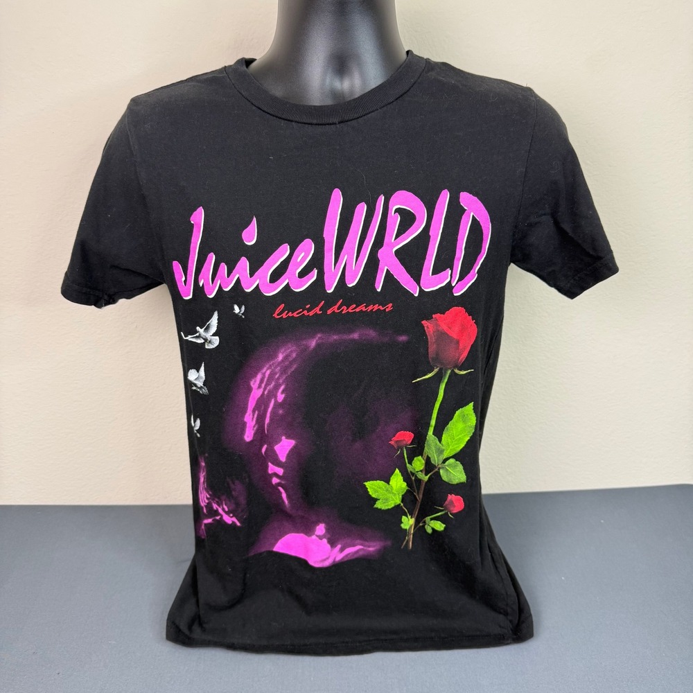 Juice WRLD T Shirt Mens Small Lucid Dreams 999 Club Black Rose Graphic Slim Fit